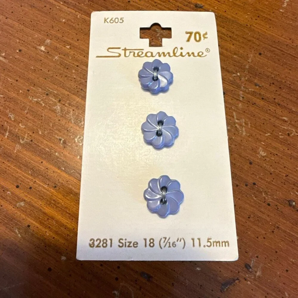 Vintage Streamline Lt Blue Floral Buttons | Made in Italy | Size 18 7/16” | 9 Bu